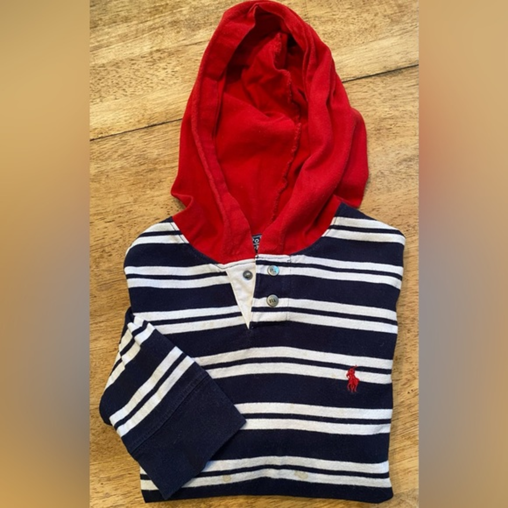 Polo by Ralph Lauren Boy’s (see pics for measurements) Navy/White Striped Hoodie